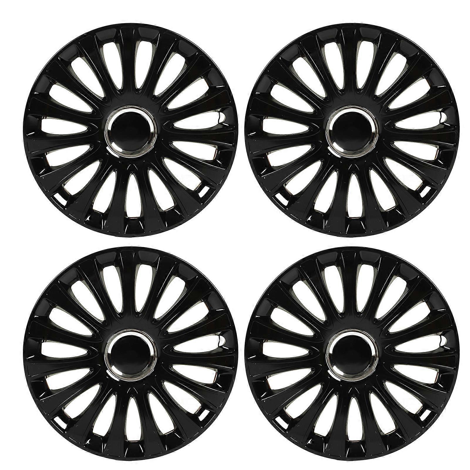 4PCS 16in Wheel Hub Cap Bright Black Wheel Rim Protector Universal Replacement For Seat Leon