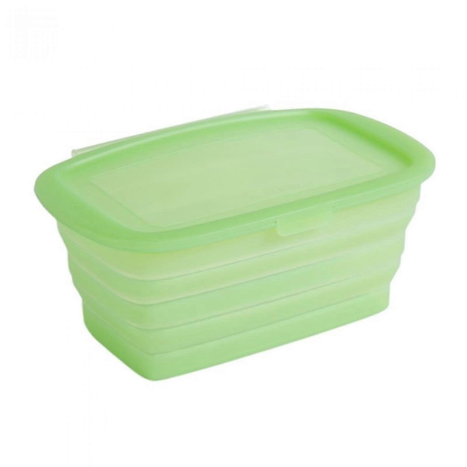 Folding Silicone Refrigerator Storage Box with Cover, Telescopic, Stackable for Fruit Vegetable