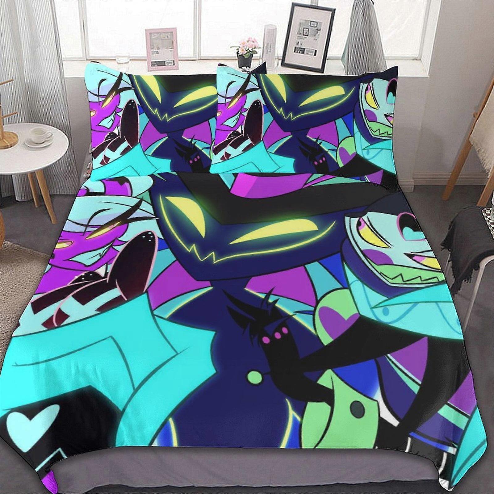 d353 Helluva Boss 3 stycken sängkläder set Mjuka täcken set inredning sovrum presenter med 1 påslakan 2 örngott fv353