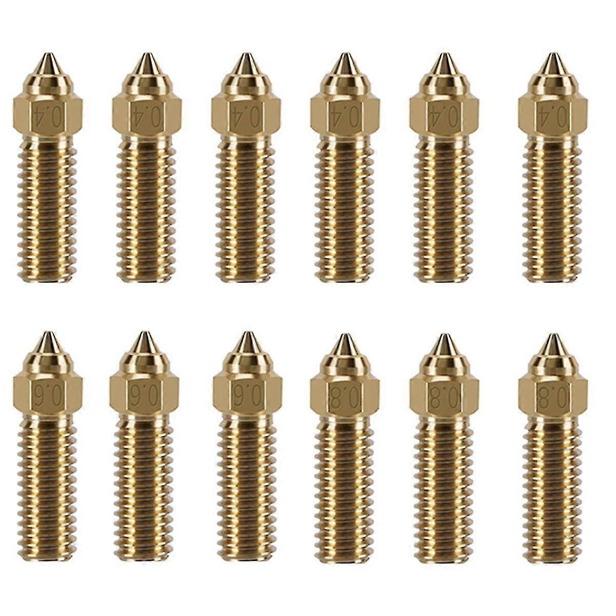 12 Stück Messingdüsen für K1 Max, 3D-Druckerteile 6 Stück 0,4 mm, 3 Stück 0,6 mm, 0,8 mm Hochgeschwindigkeits-Messingdüse