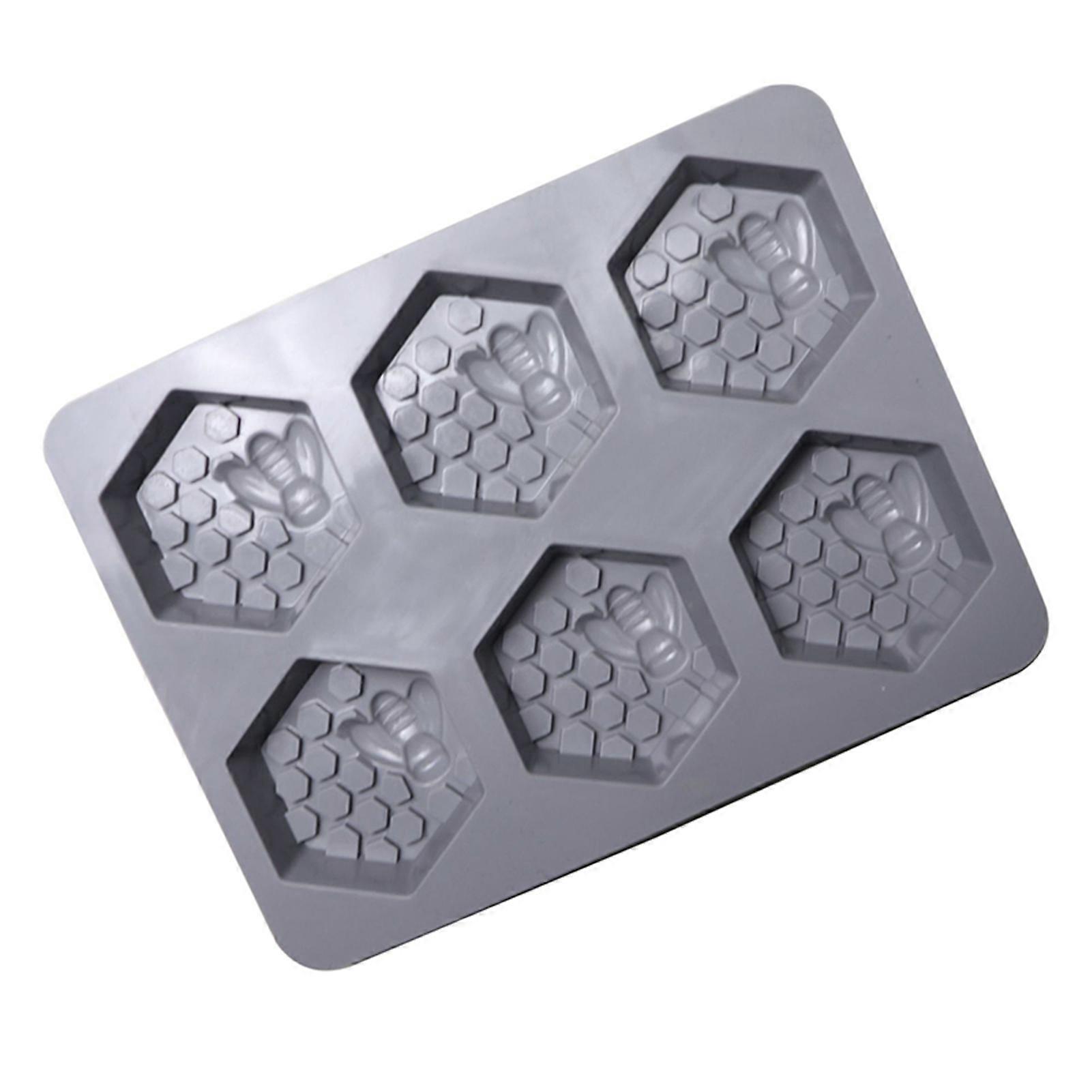 6-Cavity Silicone Stencils Bee Honeycombs Shaped 3D Soap Stencils Bee Hives Stencils Tray for