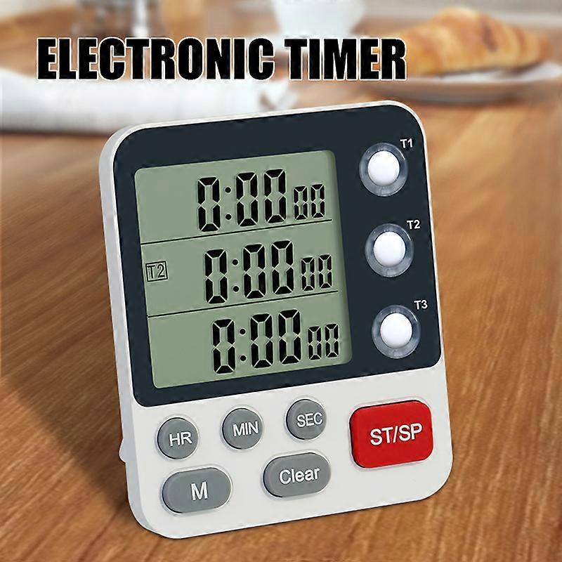 Digital Kitchen Timer With Memory Function Large LCD Display 3 Independent Timing Time Manager for Cooking Exercise New