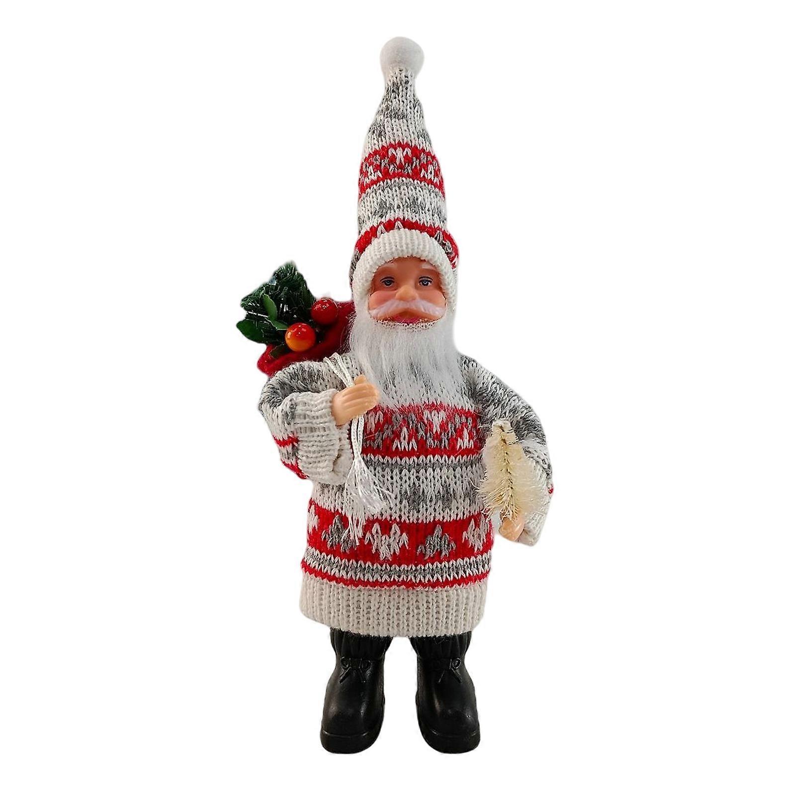 Christmas Dolls Decorations 9.5-Inch Small Santa Claus Standing Doll Simulation Design for Home Bar Shop Window