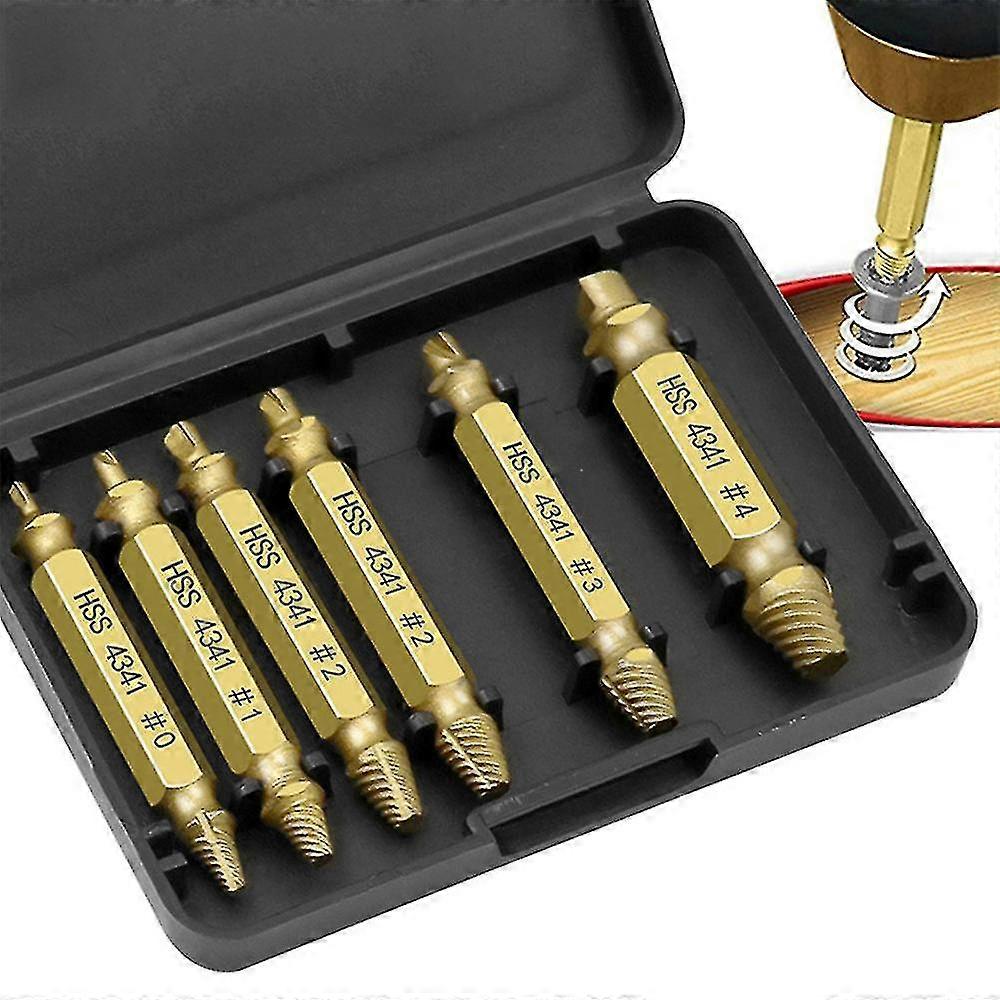 6cps/set Hss Drill Bit Set Broken Head Screw Removal Tool Bolt Screw Extractor Breaker Screw Remover Stripping Tool
