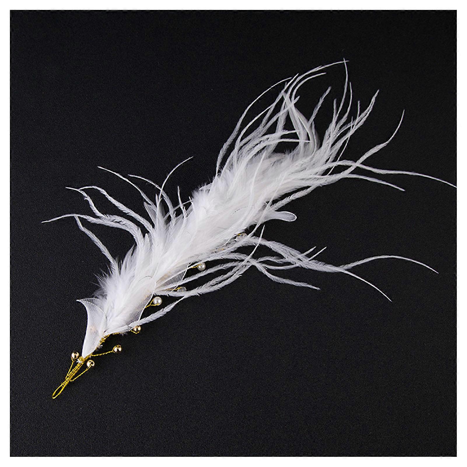 Handmade Feather Hair Style Headpiece Non-slip Vintage Leaf Hair Accessories for Thick Curly Hair Styling Decorative
