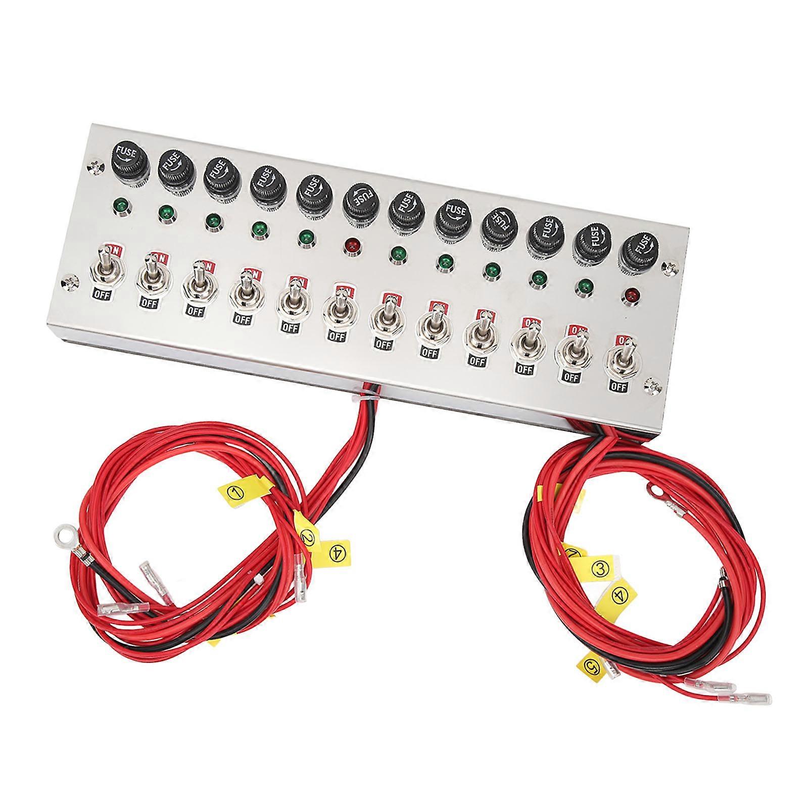 DC 12?24V 12 Gang Rocker Switch Panel Dash Mount Toggle ON Off Switch ...