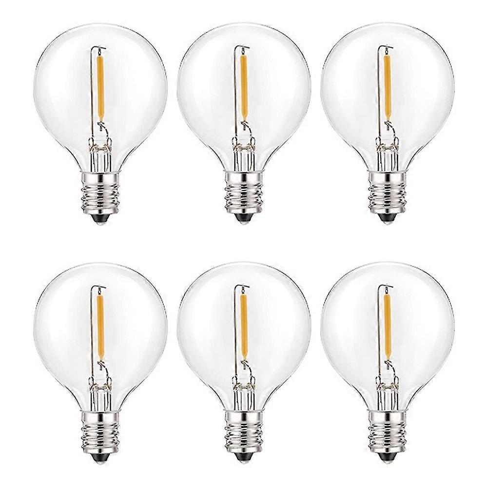 6pcs G40 Led Replacement Light , E12 Screw Base Shatterproof Led Globe For Solar Warm White