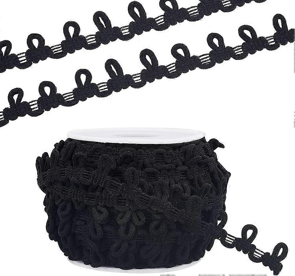 20 Yards Buttonhole Ribbon Braid Trim with Button Loops 14mm Button Braid Cord Black Elastic Button Loop Buttonhole Lace Trim for Costume Crafts Sewin