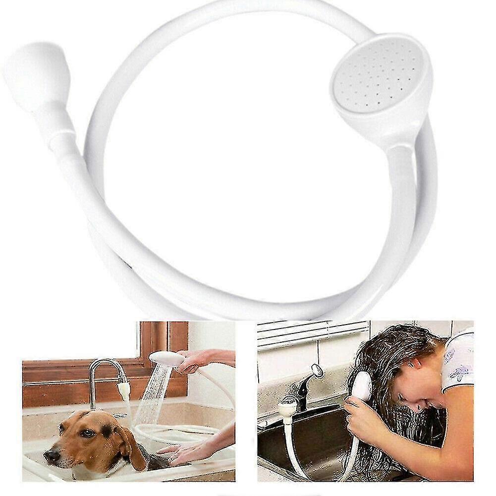 Single Wide Tap Bath Sink Shower Head Spray Hose Portable Push On Mixer Hairdresser