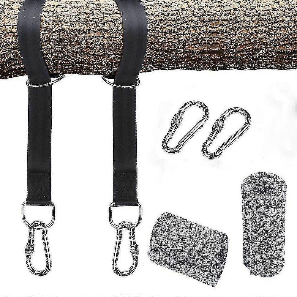 Hammock Attachment Swing Suspension Harness Kit With 2 Heavy Duty Carabiners And D-rings, Holds Up To 550 Kg With Storage Bag, Tree Protection Pad