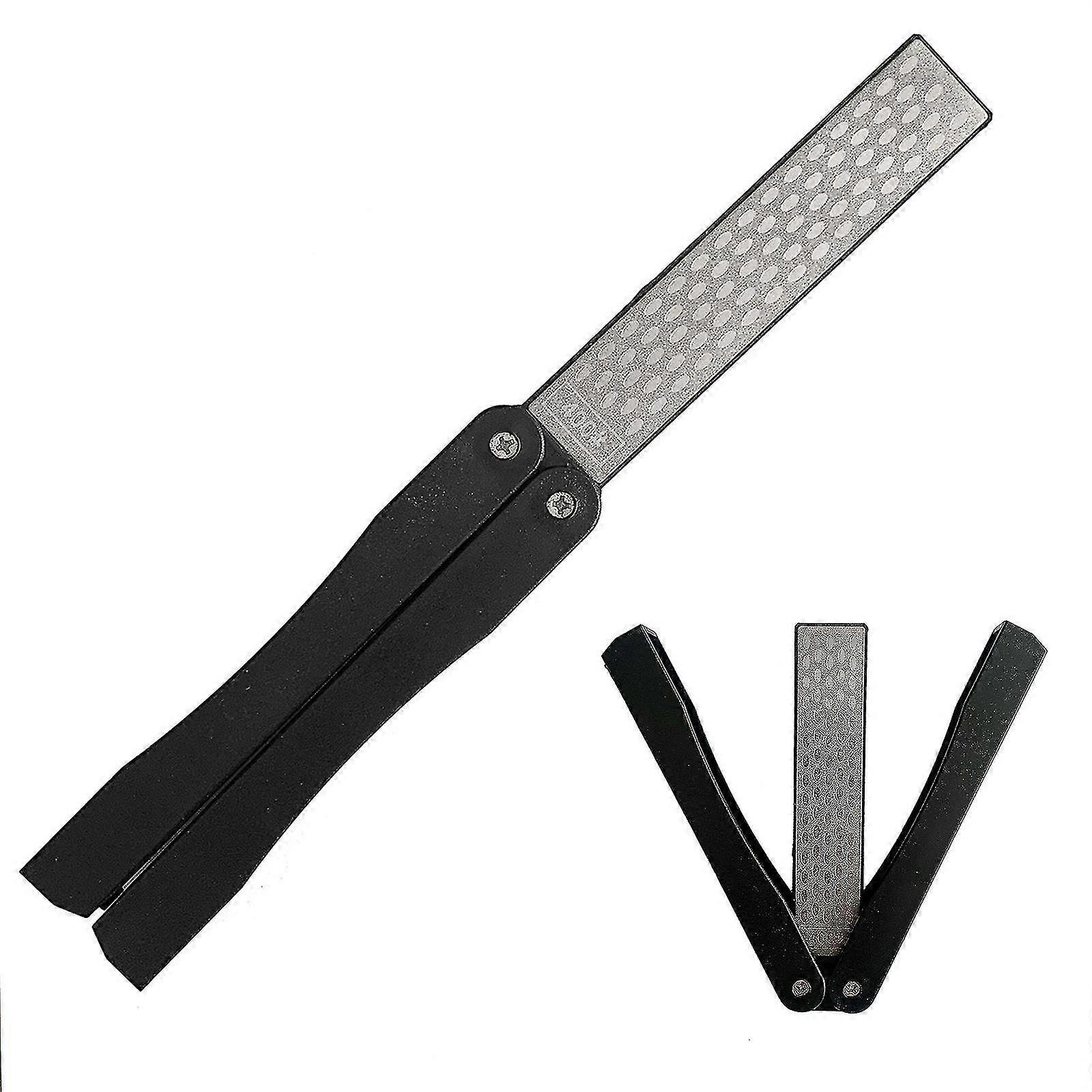 Portable Double-sided Fold Pockets Sharpener Diamond Knife Sharpening Stone Toolblack1pcs