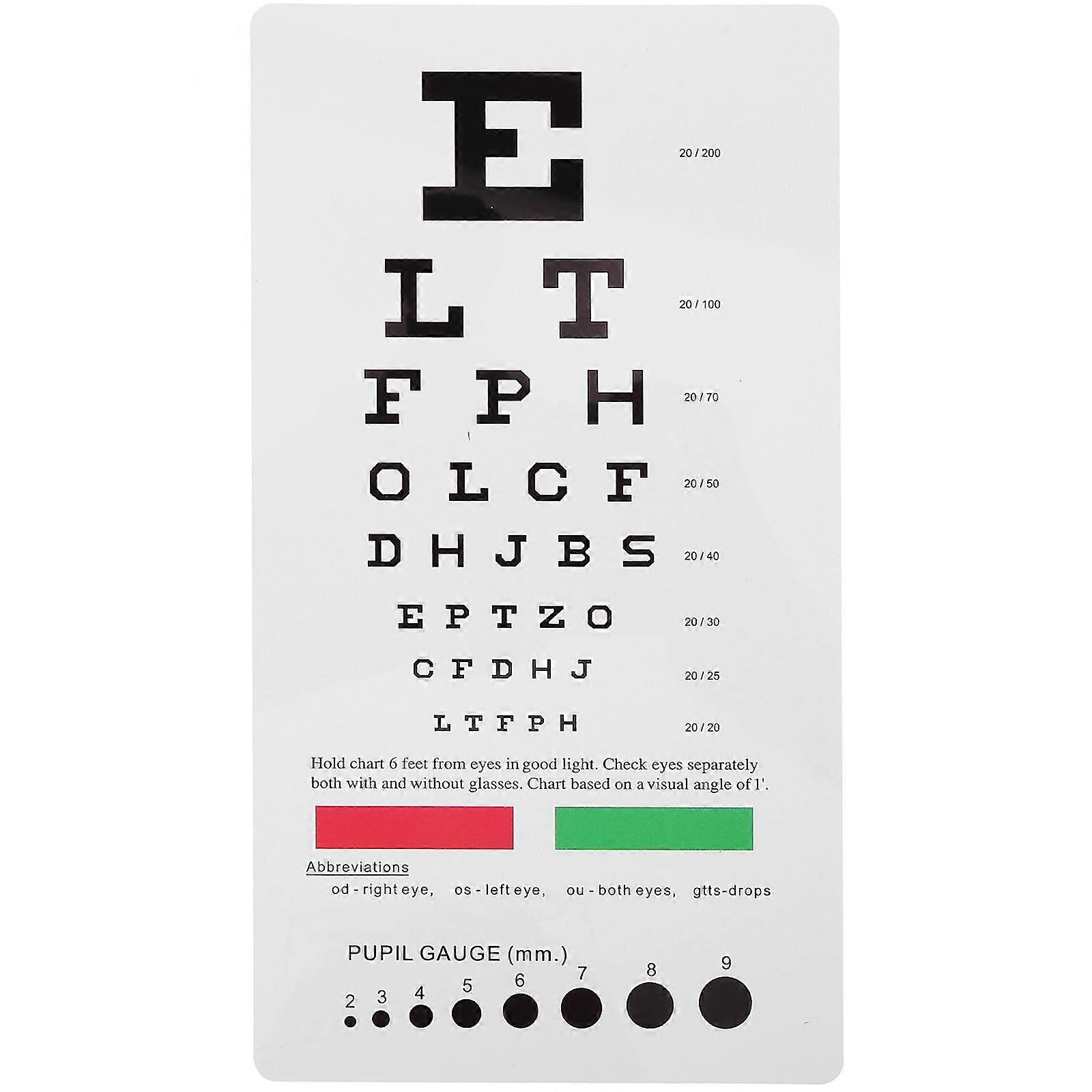 Plastic Eye Chart Vision Testing Eye Chart Draagbare Eye Chart Dubbelzijdige oogkaart voor muur