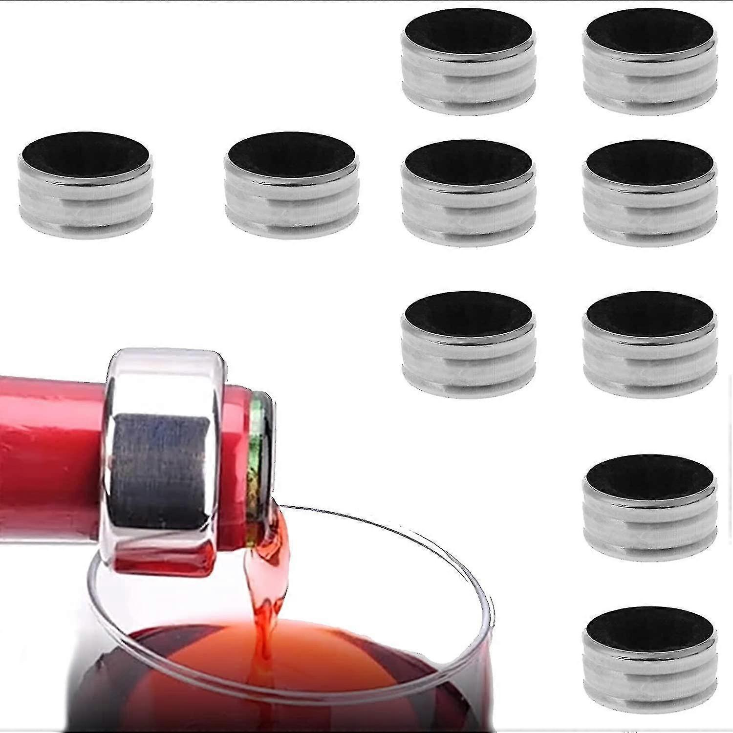 (10 أجهزة الكمبيوتر) خاتم النبيذ الفولاذ المقاوم للصدأ بالتنقيط خاتم النبيذ الملحقات زجاجة النبيذ الملحقات بالتنقيط وقف