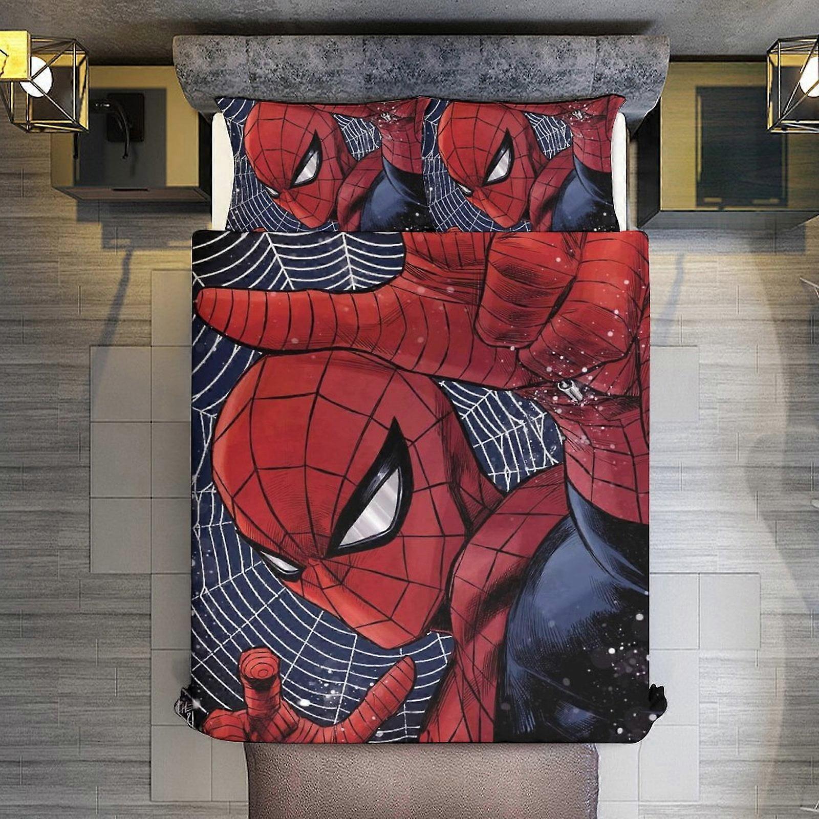 v819  Bed Sheets Bedding Spider-Man 3 Piece Sets Full/Queen Size - Reversible Microfiber Quilts with 2 Shams Soft Lightweight Bedspread Coverlet Comfo