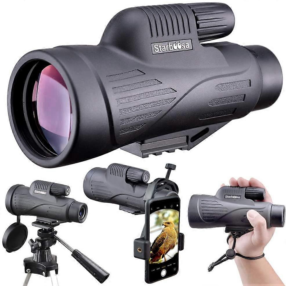 12x50 High Definition Monocular Telescope with Smartphone Holder - Waterproof Monocular with Durable and Clear BAK4 Prism for Bird Watching Wildlife H