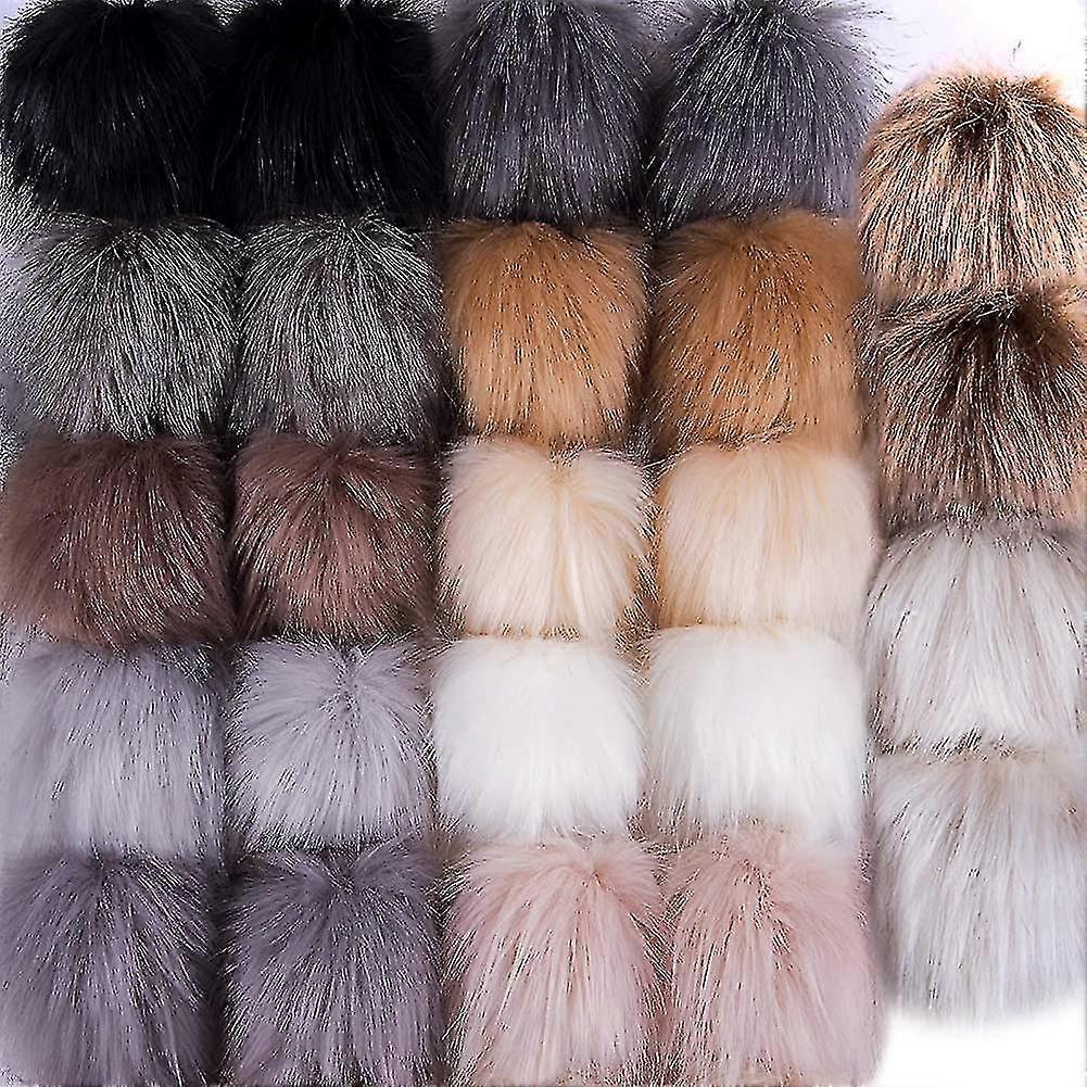 24 Pieces Faux Fur Balls Diy Faux Fox Fur Fluffy With Elastic Loop For Hats