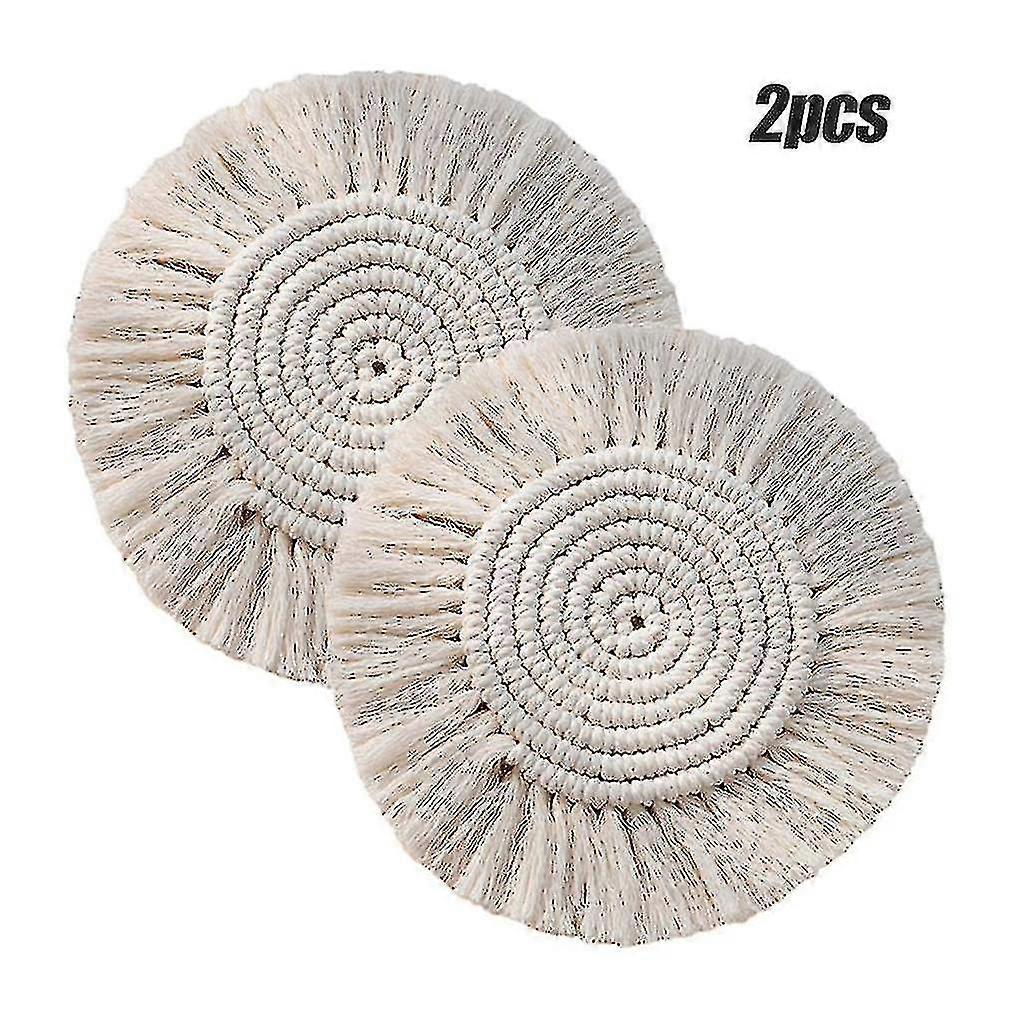 Handmade Macrame Coasters, 2pcs Bohemian Coasters, Place Mat, Diameter 12.5cm