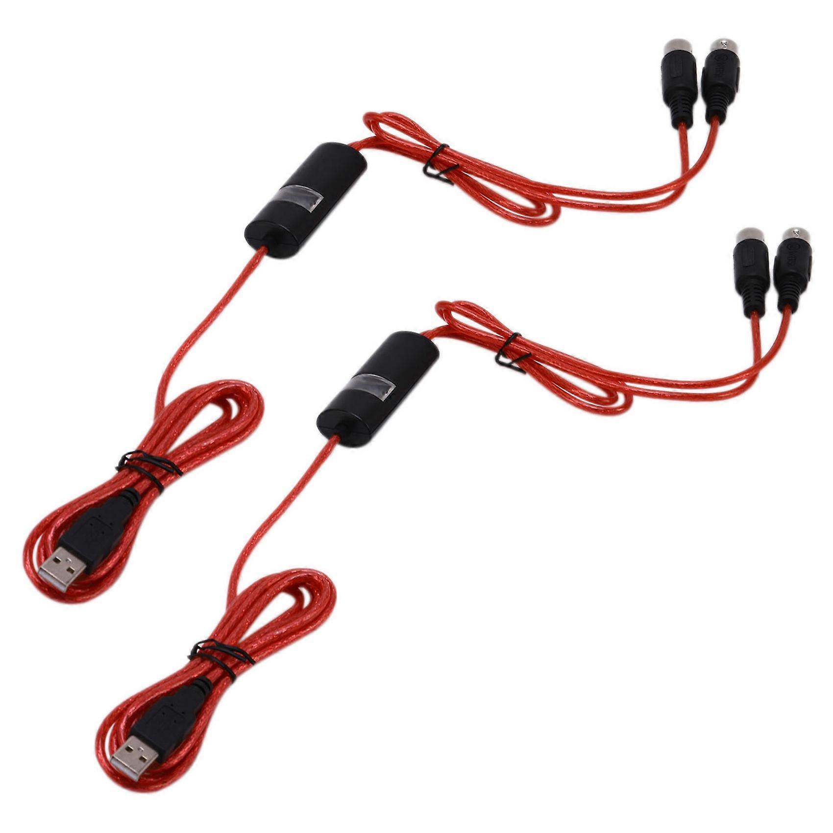 2X 5-Pin Midi to USB In-Out Cable Adapter Converter for Windows Ios Laptop to Music Piano Keyboard