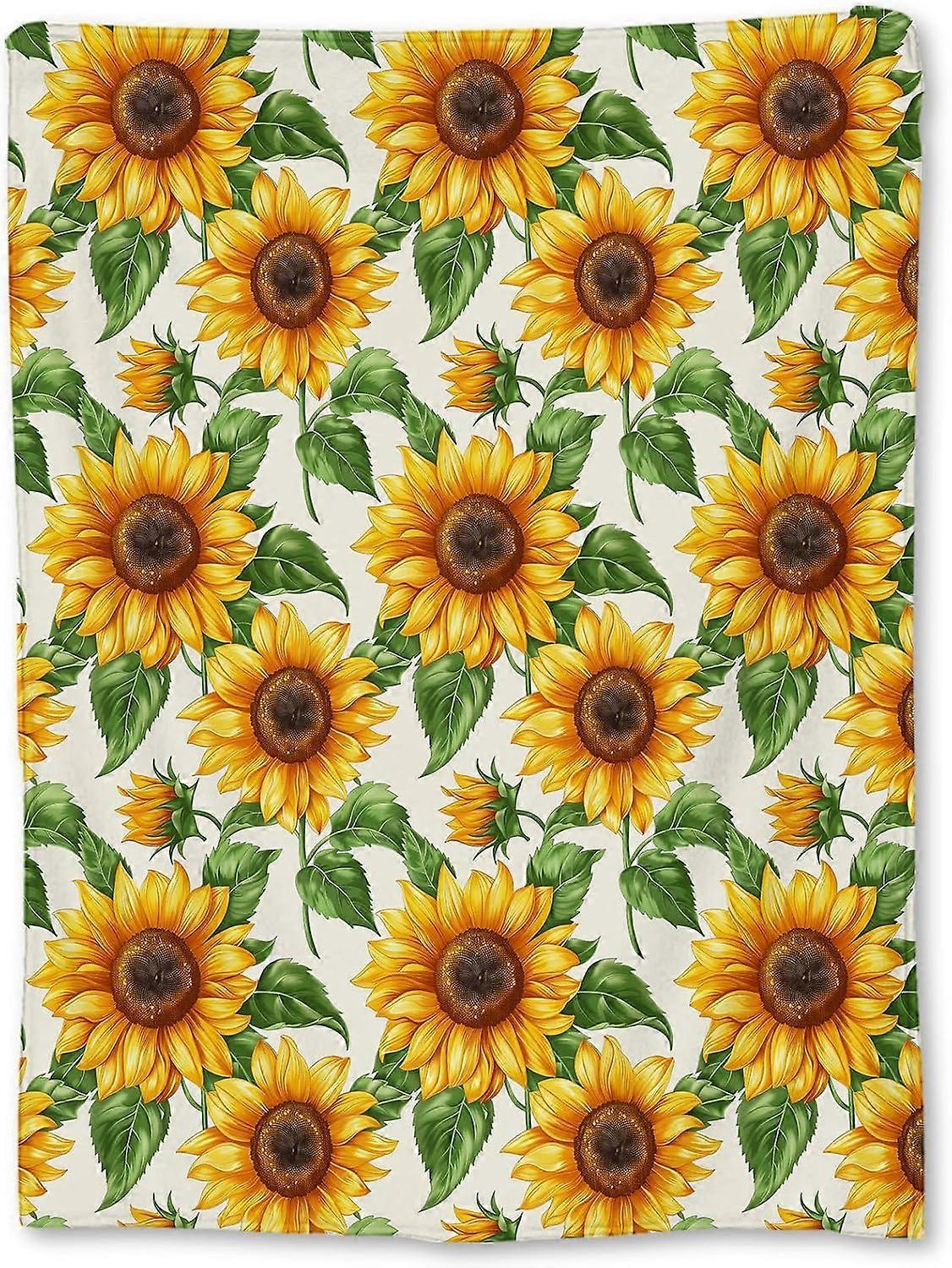 Sunny Sunflower Blanket, Soft Lightweight Flannel Throw Blanket for Couch, Bed, Travel, Living Room & Home Decor, Cozy Warm Fluffy Fuzzy Blankets for