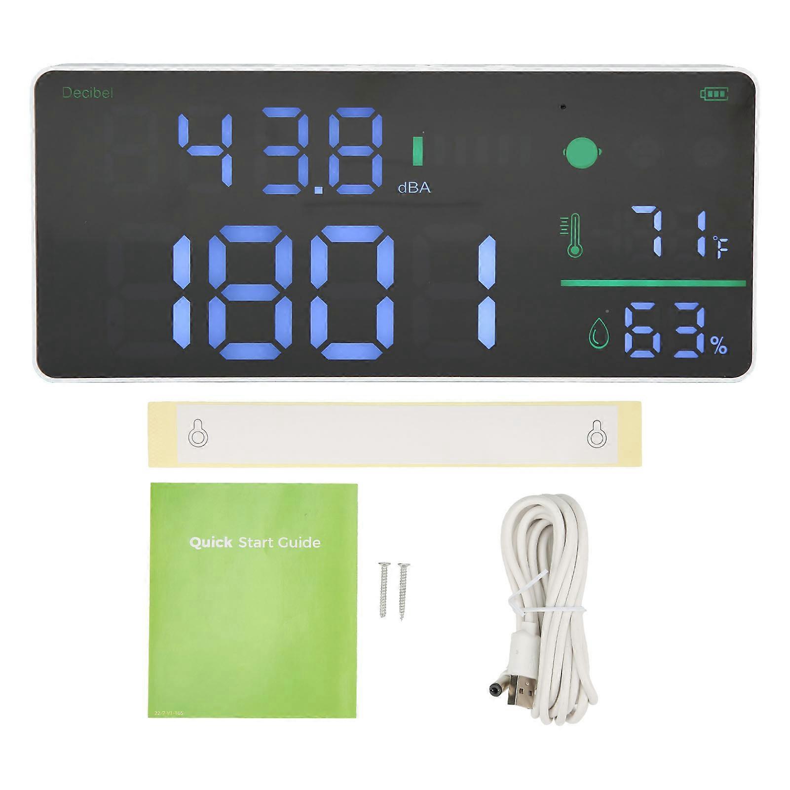 Wall Mounted Sound Level Meter 30?130dB 11in Multifunctional 4 in 1 Digital Display Decibel Meter for Classroom