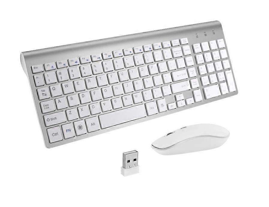 Wireless Keyboard Mouse Combo, Compact Full Size Wireless Keyboard And Mouse Set  Ultra-Thin Sleek Design For Windows, Computer, Desktop, Notebook,Whi