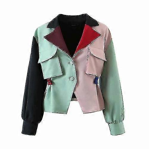 Patchwork Color Long Sleeve Jacket Coat Streetwear