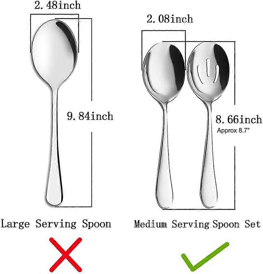 Serving Spoons X 3, Slotted Spoons X 3, 8.7 Inches Large Stainless Steel Utility Advanced Performance Skimmer Perforated Serving Spoons Buffet Can Ban