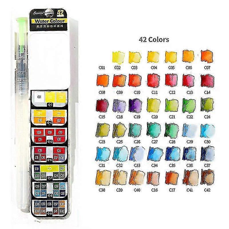 Multi color solid color watercolor set with foldable watercolor pigments, brush for painting watercolor pigments