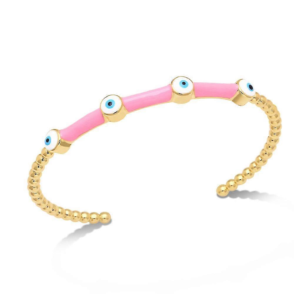 Farve Emalje Evil Eye Armbånd Til Kvinder Mænd Rustfrit Stål Enkel C Form Åbent Justerbart Armbånd Armring Fest Smykker Gaver