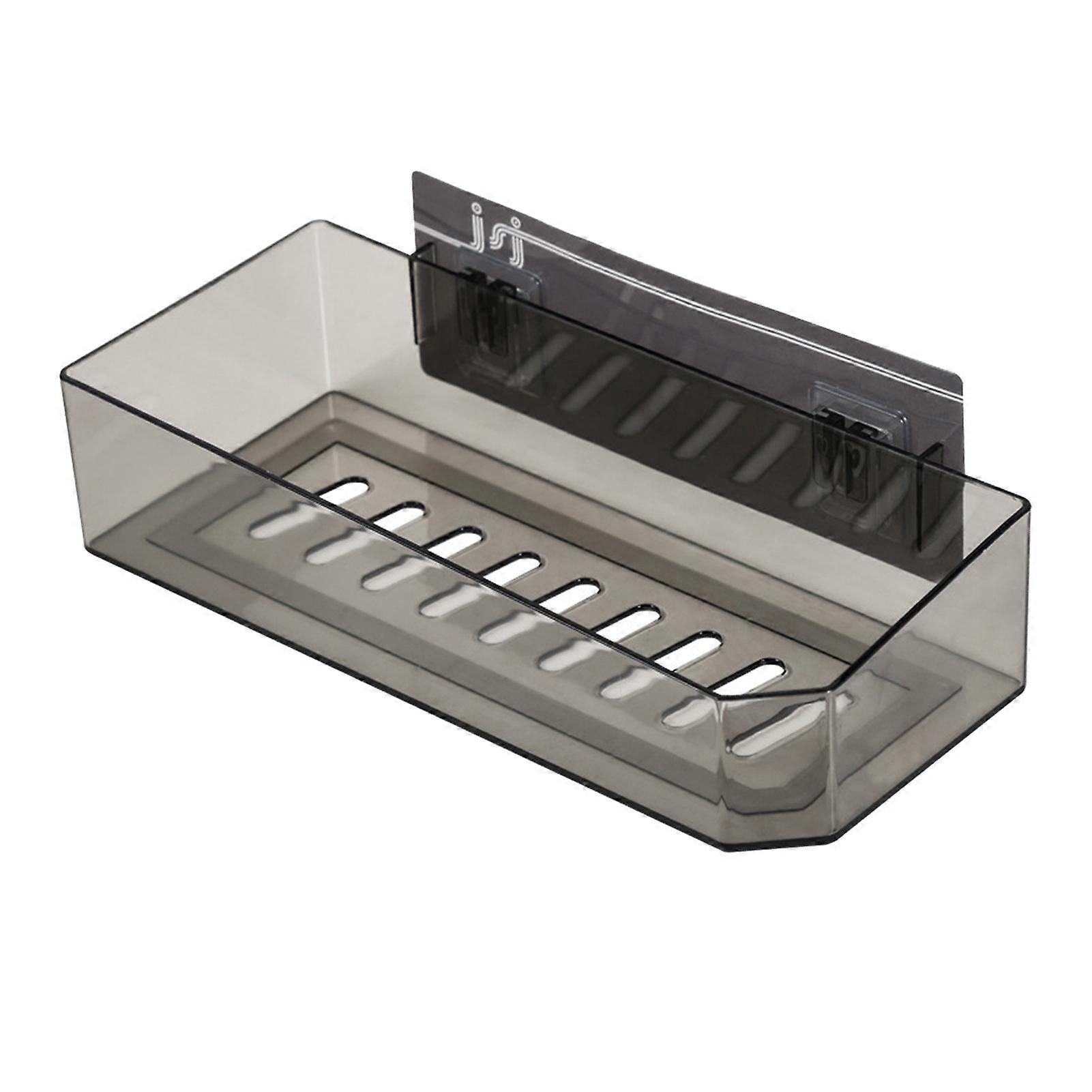 Bathroom Shower Shelf Organizer Wall Mount Multifunctional Transparent Black Storage Rack