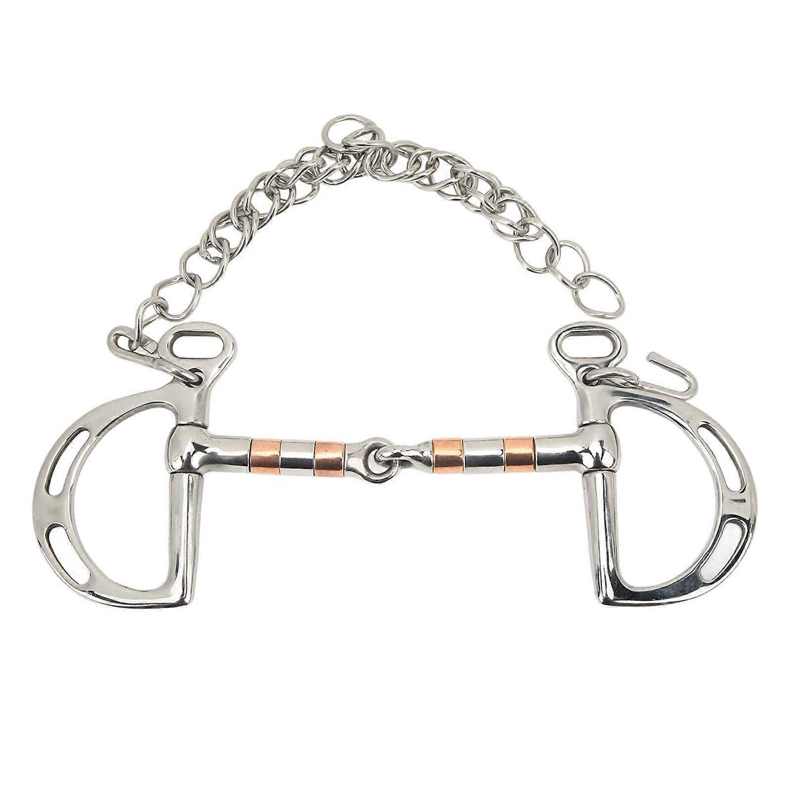 125mm Horse Mouth Stainless Steel Copper D Ring Snaffle Bit with Chain