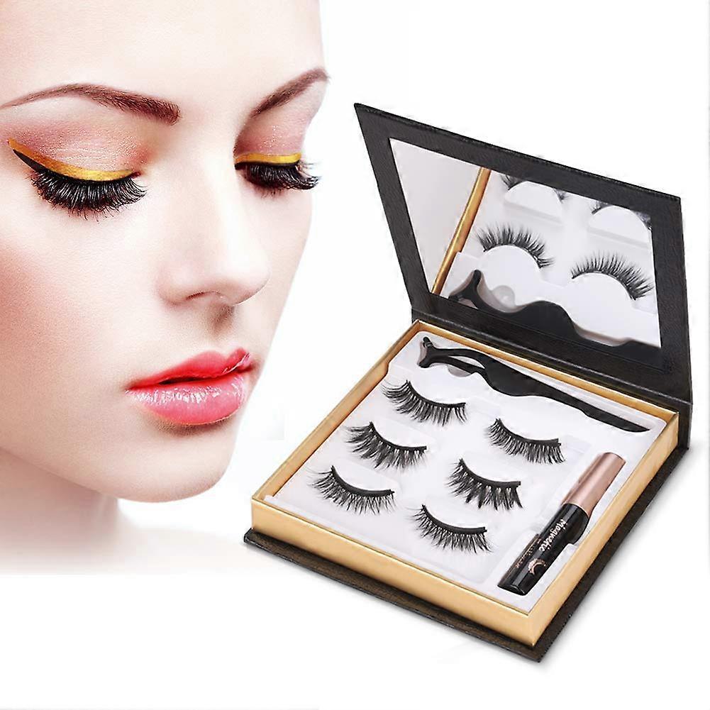 Magnetic Eyeliner with 3 Pairs of Reusable False Eyelashes - Waterproof, Long-Lasting and Easy to Apply