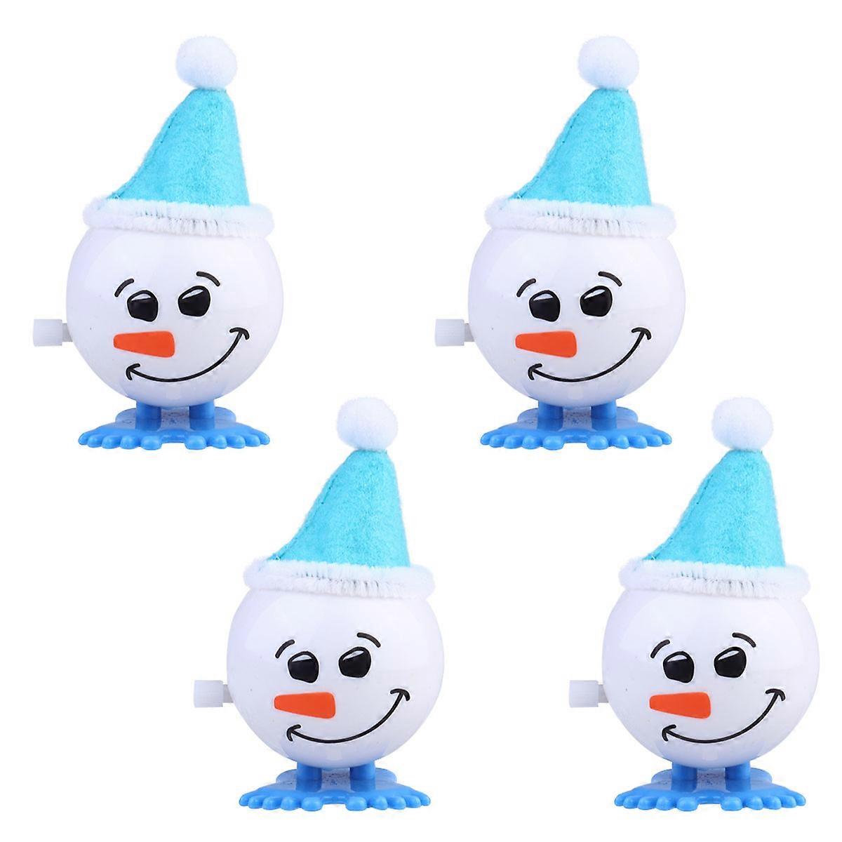 4pcs Christmas Theme Snowman Wind-up Playthings for Children (Blue)