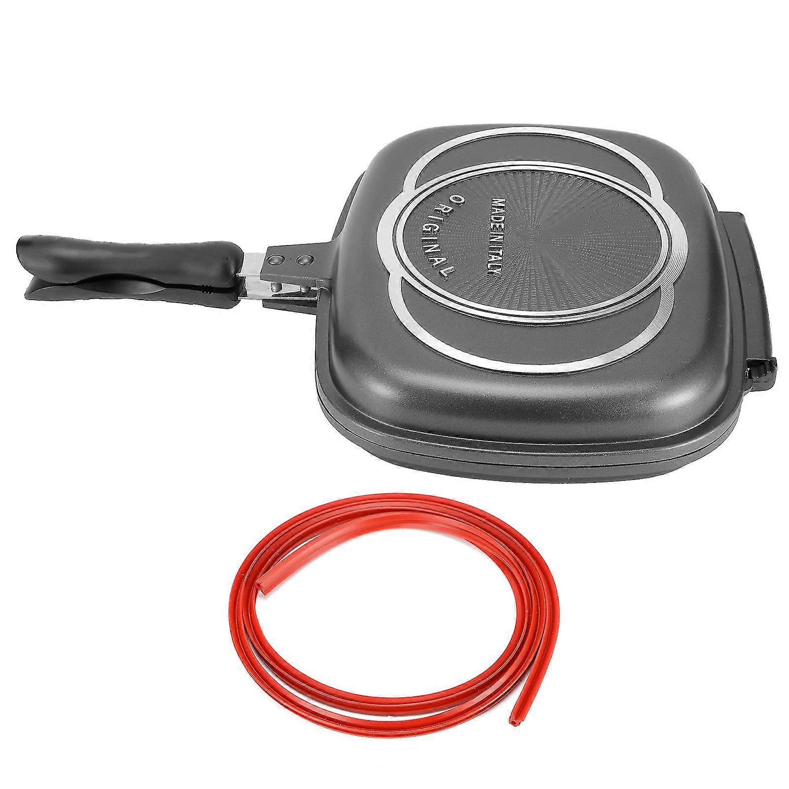 Portable Double Sided Grill Pan with Anti-Burn Handle - 32cm12.6in