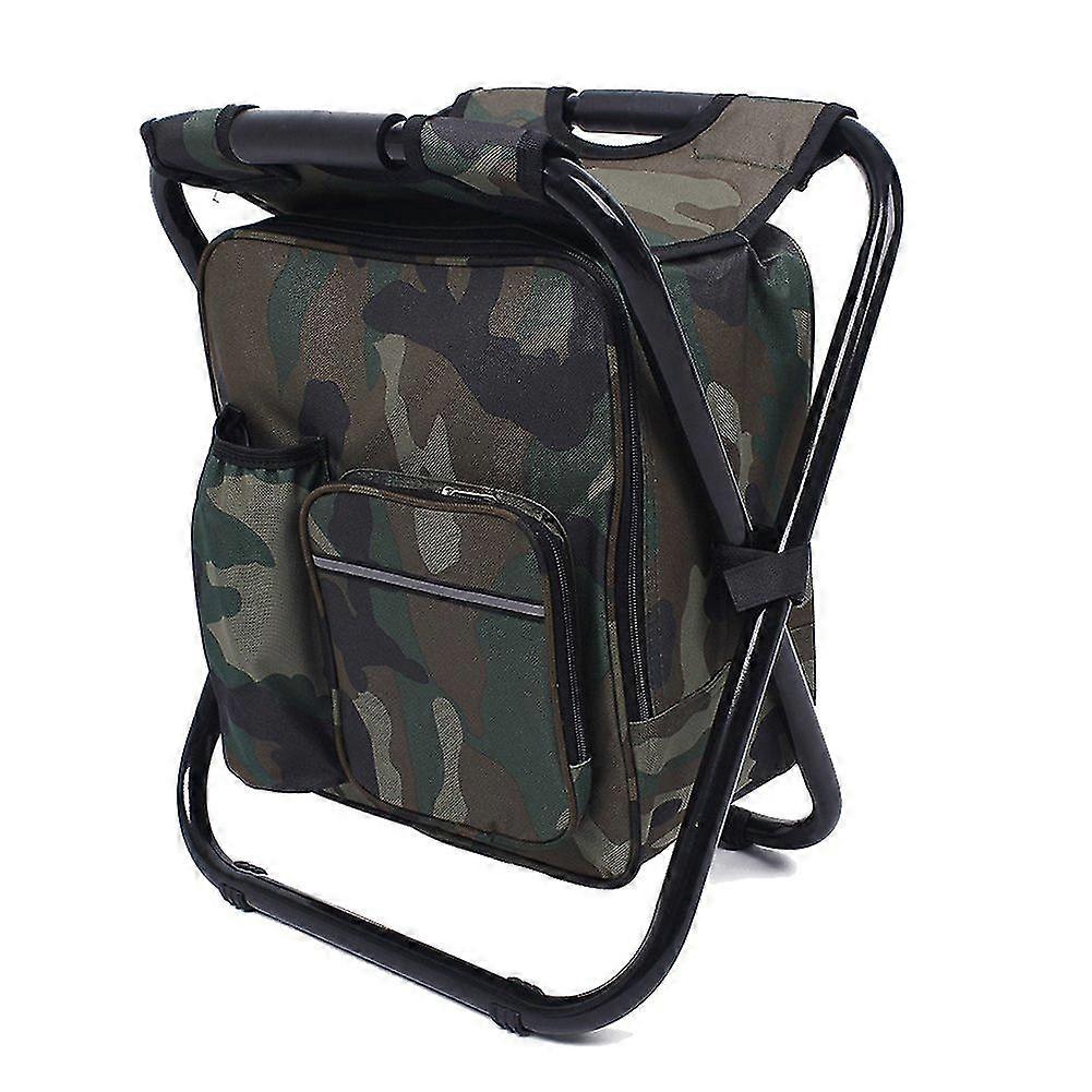 Tragbare Wandertarnung Camping Hocker, Falthocker Rucksack mit Kühler isolierte Picknicktasche