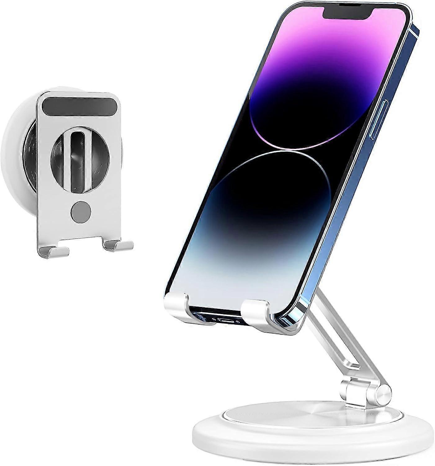 Phone Stand for Desk, 360 Rotation Adjustable Foldable Aluminum Desktop Cell Phone Holder, Compatible with Most Phone (4-9")
