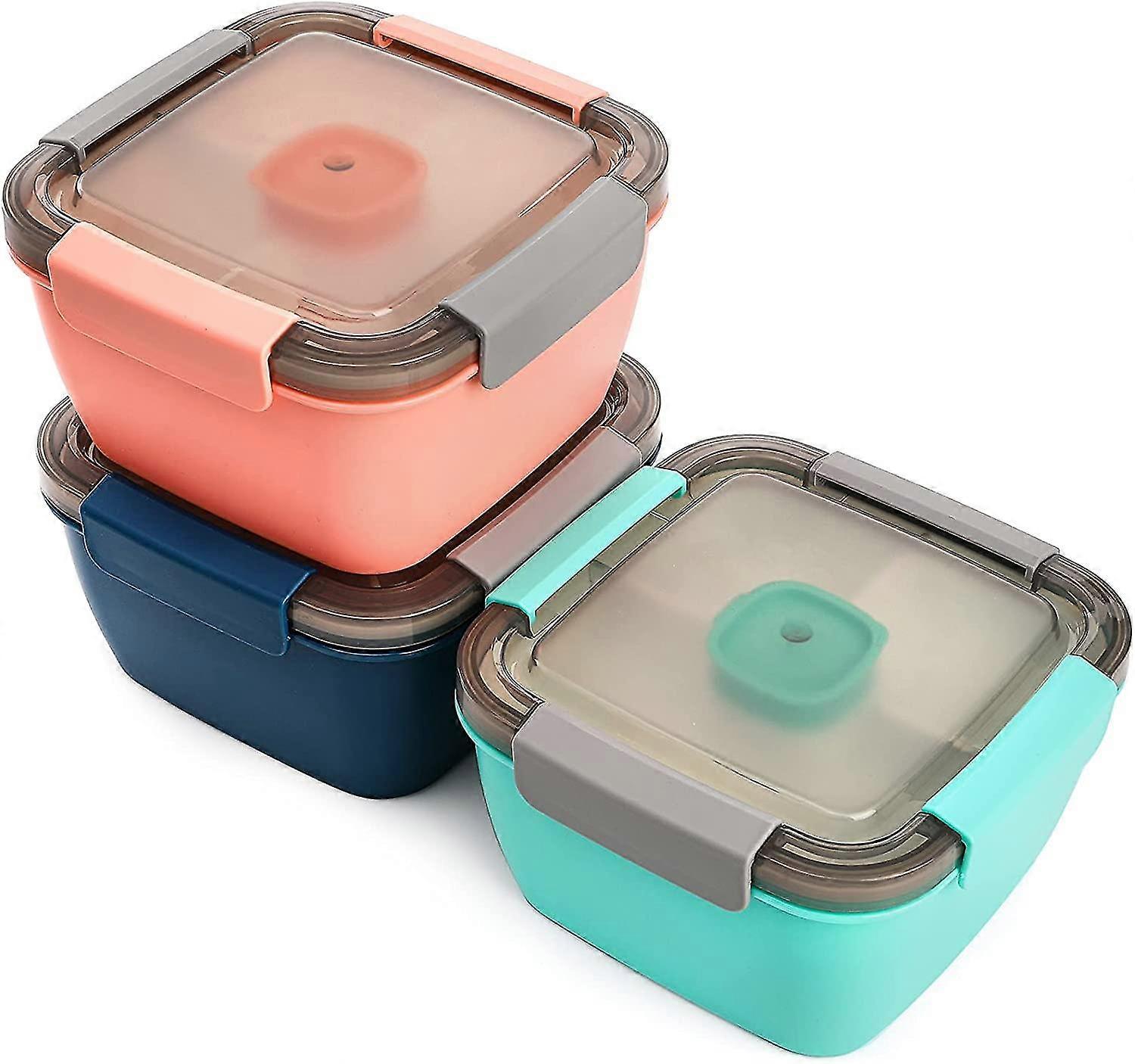 3 Pack Salad Lunch Container To Go With 3 Compartment Tray,dressing Cup-yyc