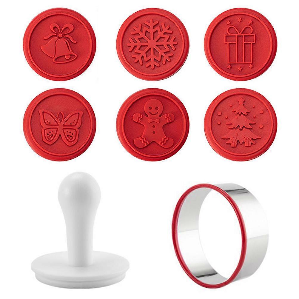 1 Set Christmas Cookie Seal Hand Press DIY Baking Molds Biscuit Cutters