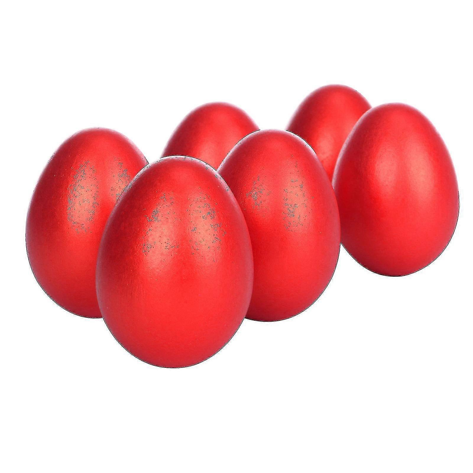 Simulation Easter Eggs Wooden Fake Eggs 2.3 Inch Solid Eggs 6pcs