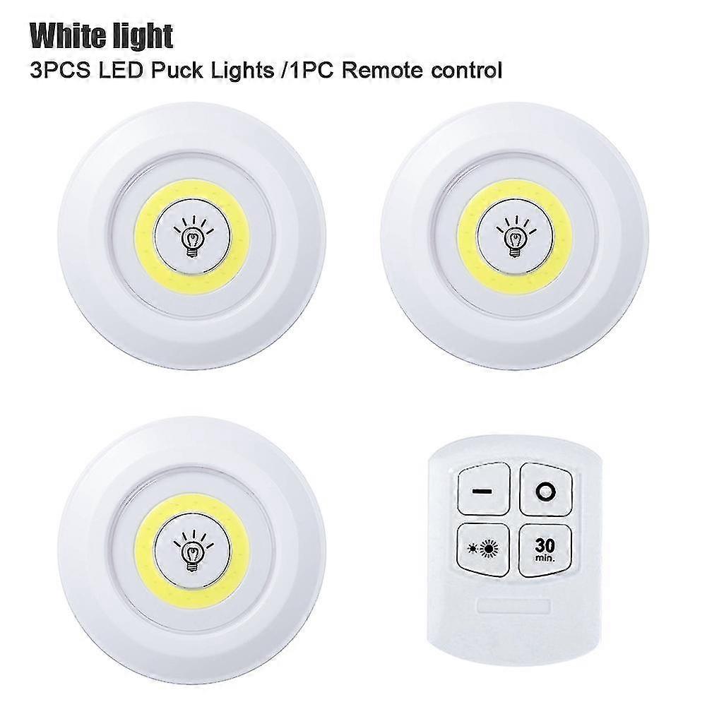 3pcs Remote Control With Timer Office Battery Powered Puck Light 5W Puck Light