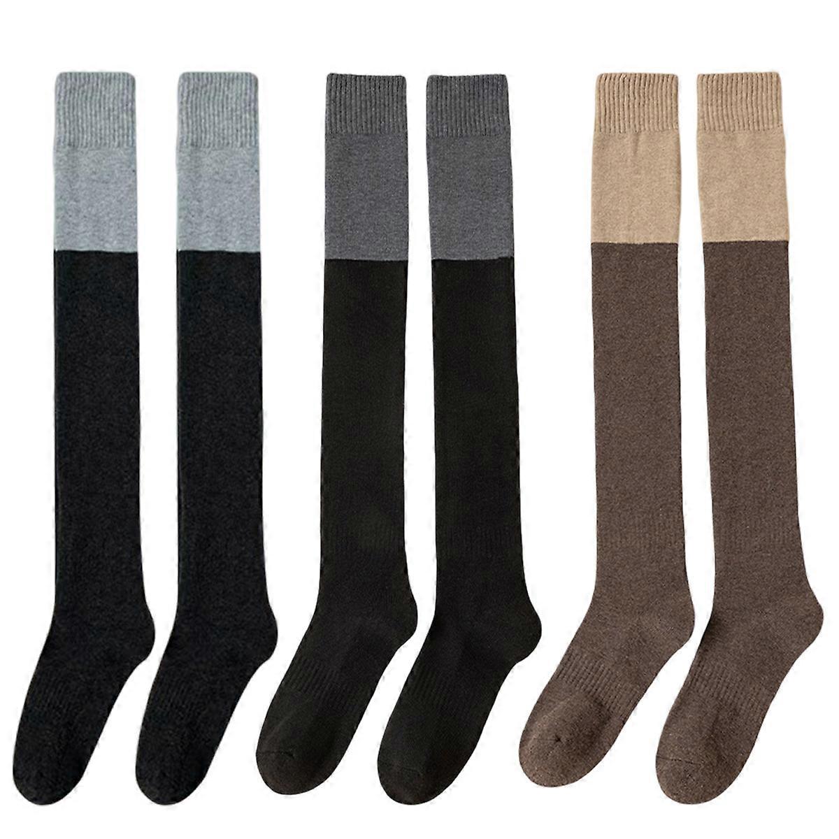 Lange Oberschenkelstrümpfe für Damen mit Kontrastfarbe Patchwork