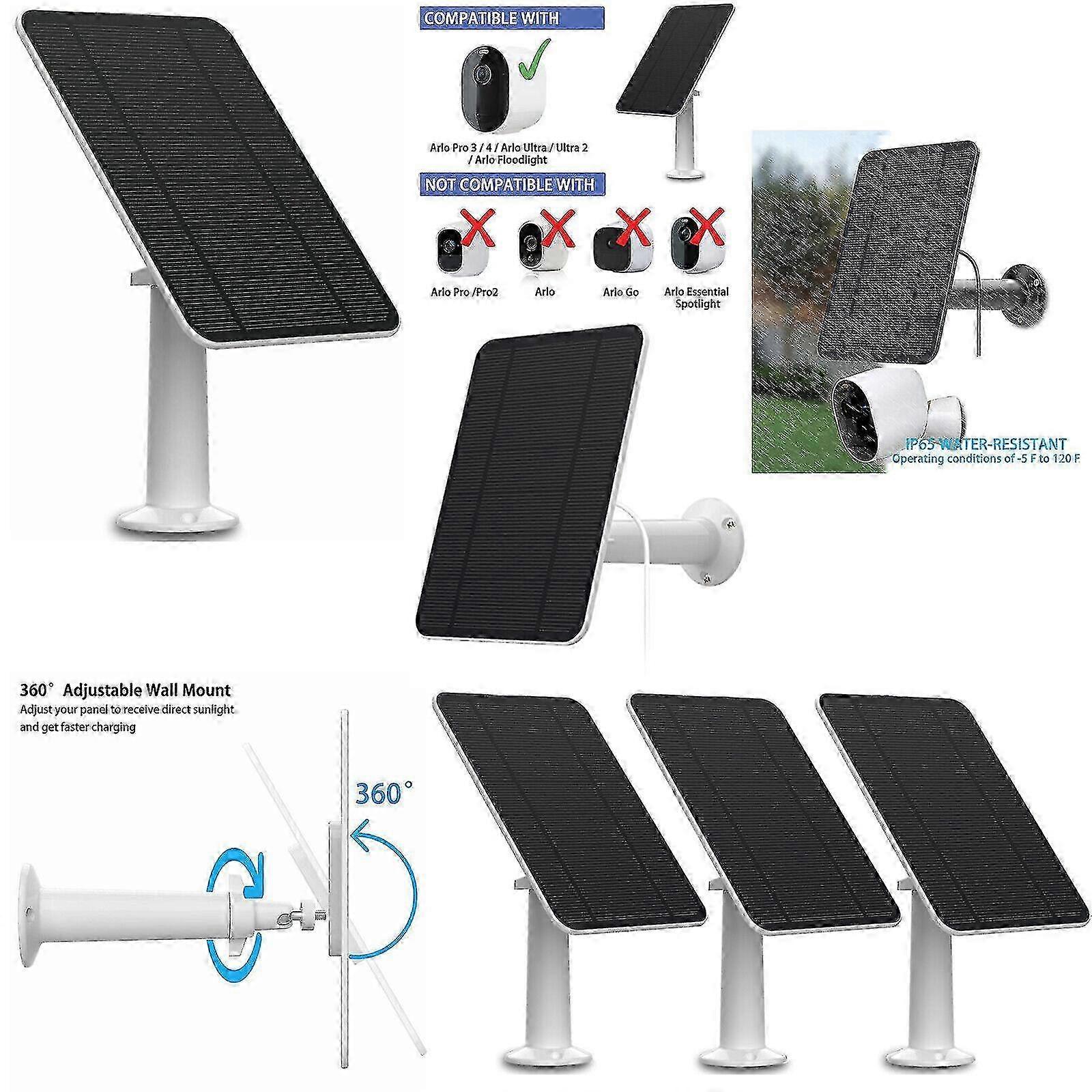Solar Panel Charging For Arlo Ultra/ultra 2/pro 3/pro 4/pro 3 Floodlight/go 2 4w