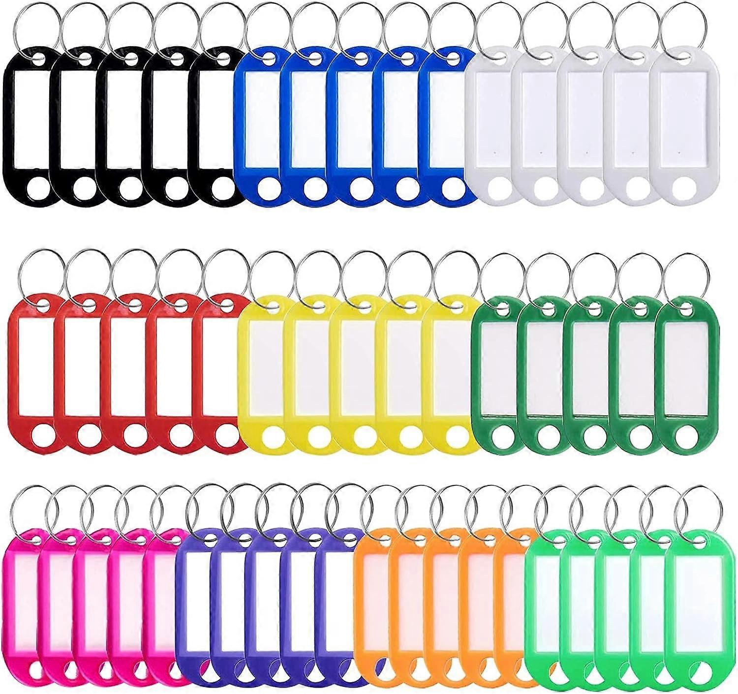 50 PCS Key Tags,Key Fobs Labels Key Rings Name Tags with Split Ring Paper Plastic Key Tags with Labels Heavy Duty for Luggage Pet Id Name Office Key L