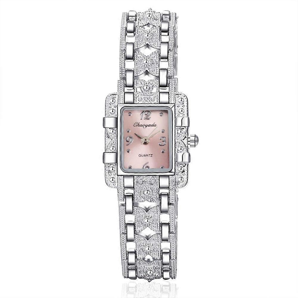 Square Dial Stainless Ste Strap Quartz Watch White