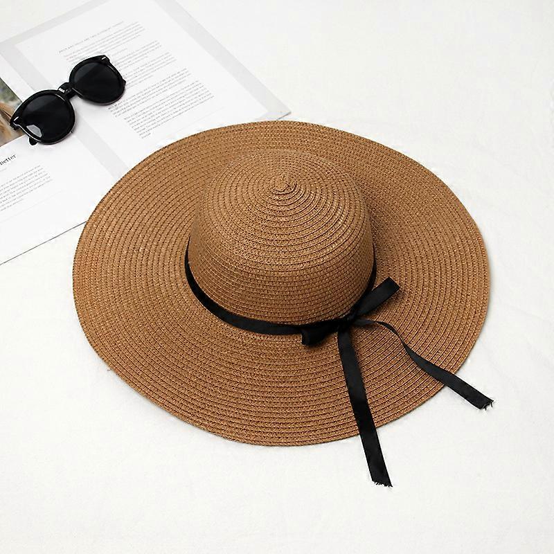 Bow Knot Big Brim Sunshade Straw Hat Big Sunhat With Bow