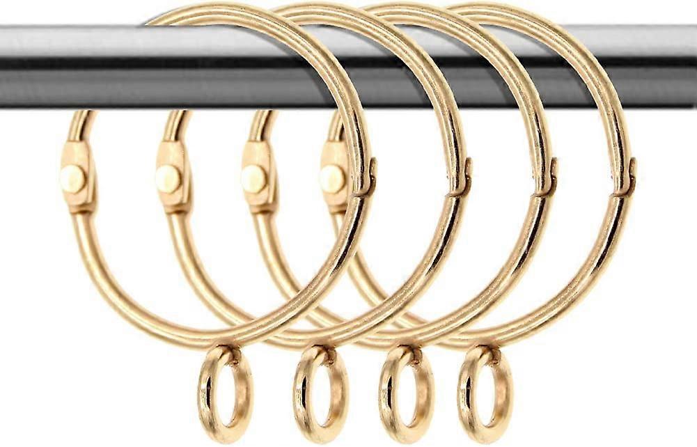 UBIUO 20 Pack Openable Gold Curtain Rings Open and Close Metal Rustproof Drapery Loops with Eyelet for Hook Pins (Golden, 1.5 Inch)