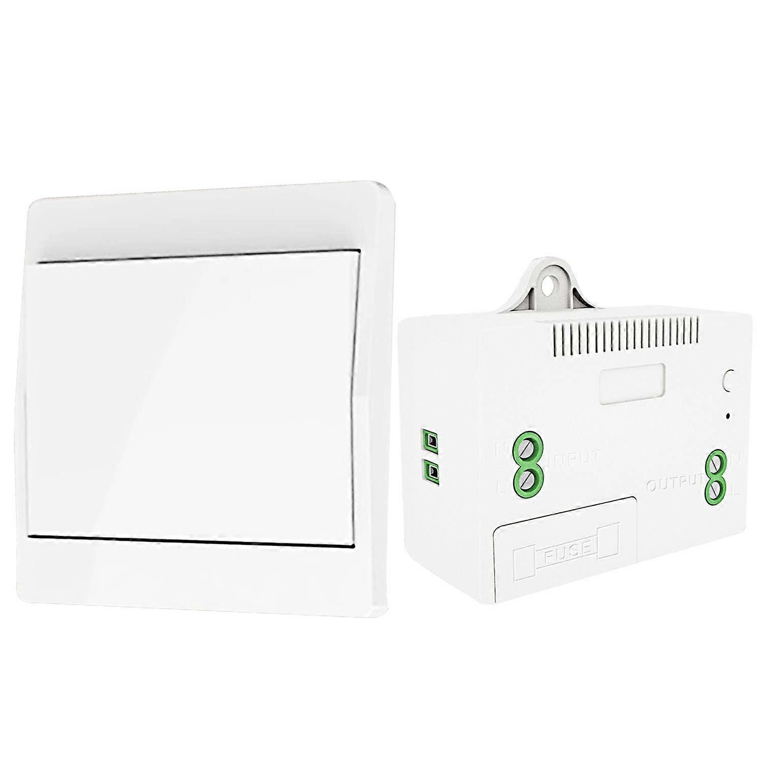 Wireless Self-Generating Light Switch, Radio Frequency Switch and Relay Receiver, Controller with Fuse, Kinetic Switch Without Battery (1 Way 1 Key Ki