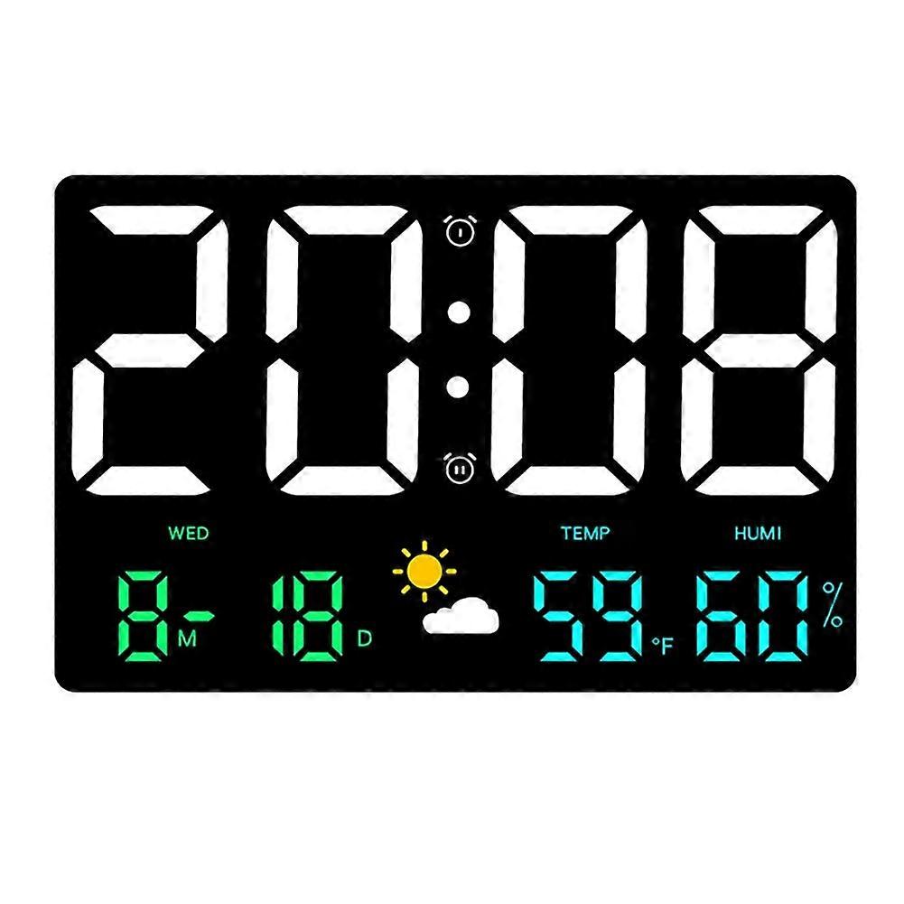9.8 Inch Large LED Digital Wall Clock Temperature Humidity Display 4-level Adjustable Brightness Wall Clock With Alarm Clock