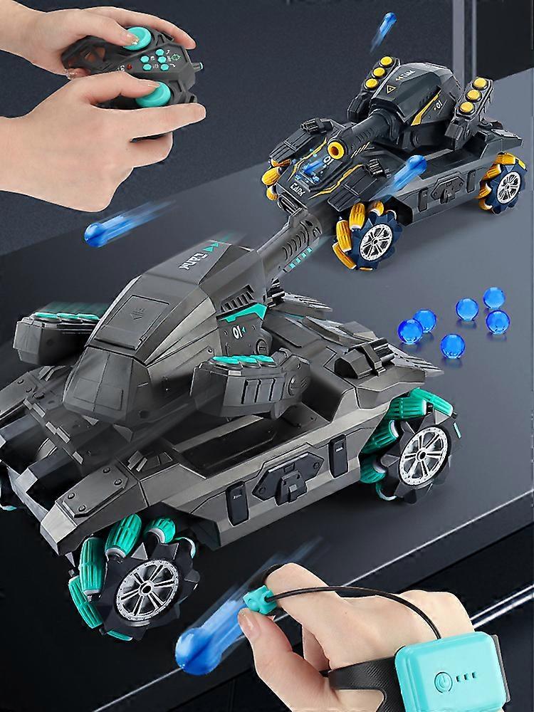 RC Tank Car Jouets Véhicule Blindé Bombe À Eau Batterie Rechargeable Vert Jaune En Plastique