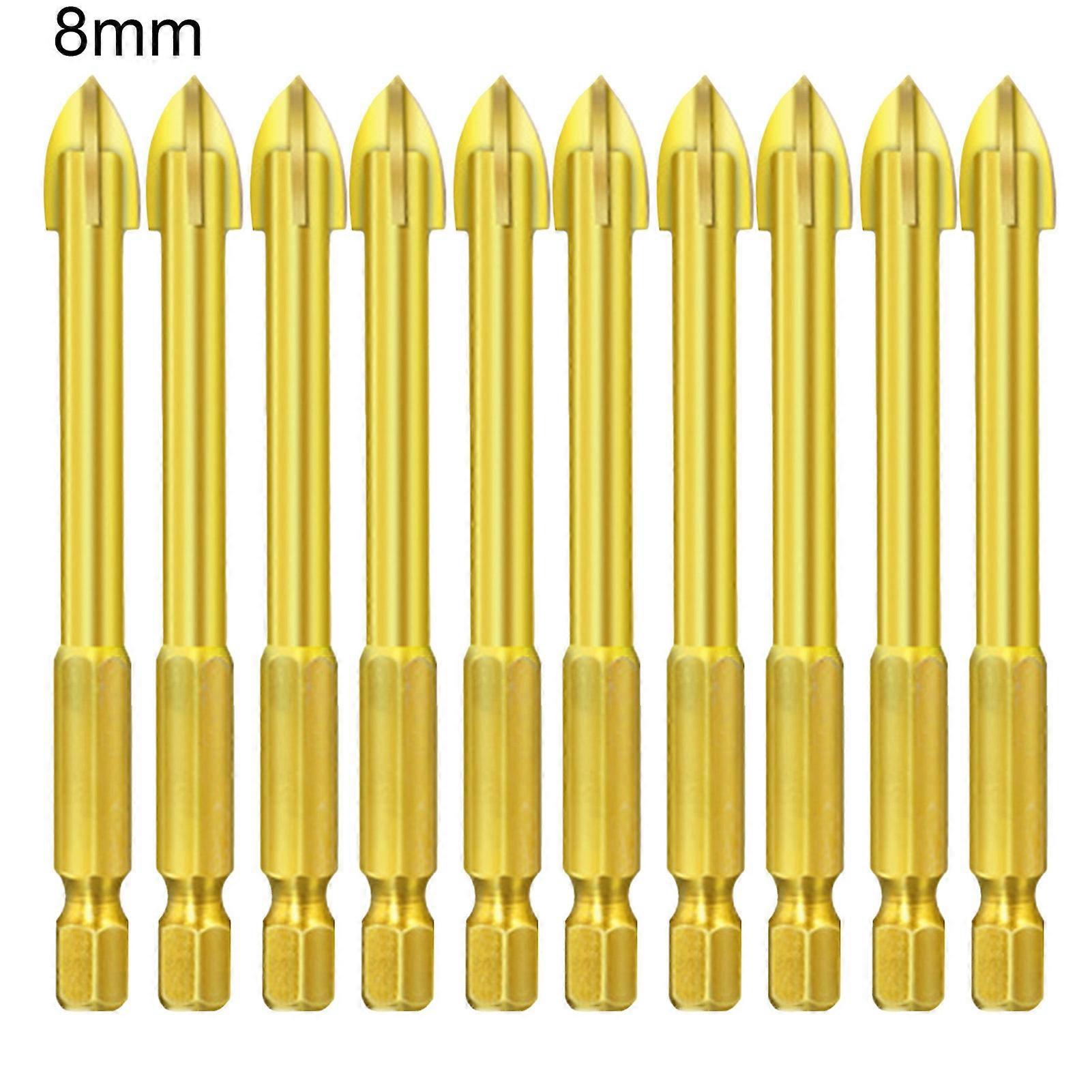 10Pcs Efficient Universal Tip Drill Bit Fast Anti-rust Durable Cross Triangle Drill Bit for Ceramic Tile Mengxi
